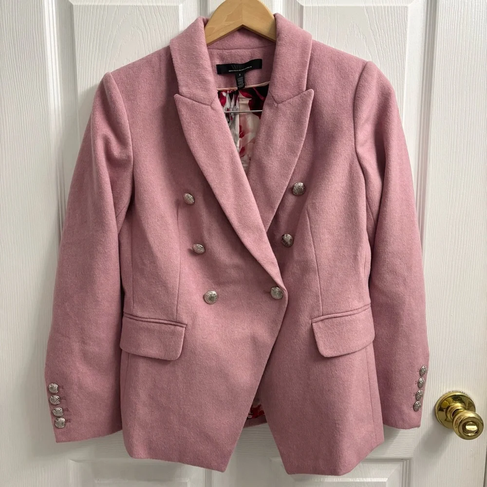 Women's Double-Breasted Pink Blazer Jacket